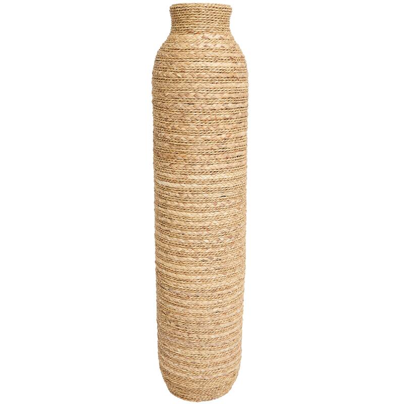 Brown Seagrass Handmade Slim Woven Tall Floor Decorative Vase - 9"W, 40"H