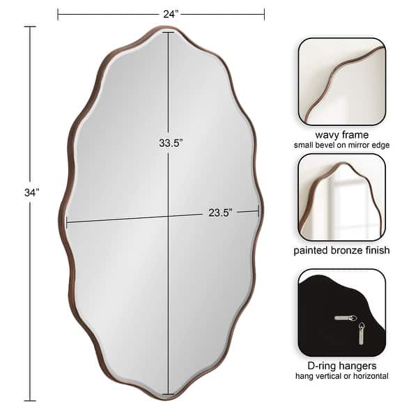 dimension image slide 1 of 2, Kate and Laurel Viona Oval Scalloped Mirror