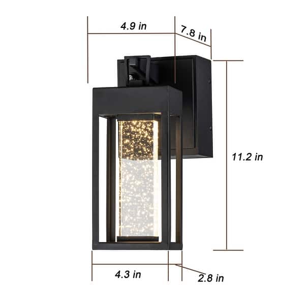 Modern LED Outdoor Black Dusk to Dawn Sensor Wall Lantern Sconce with Seeded Glass and built-in GFCI Outlets