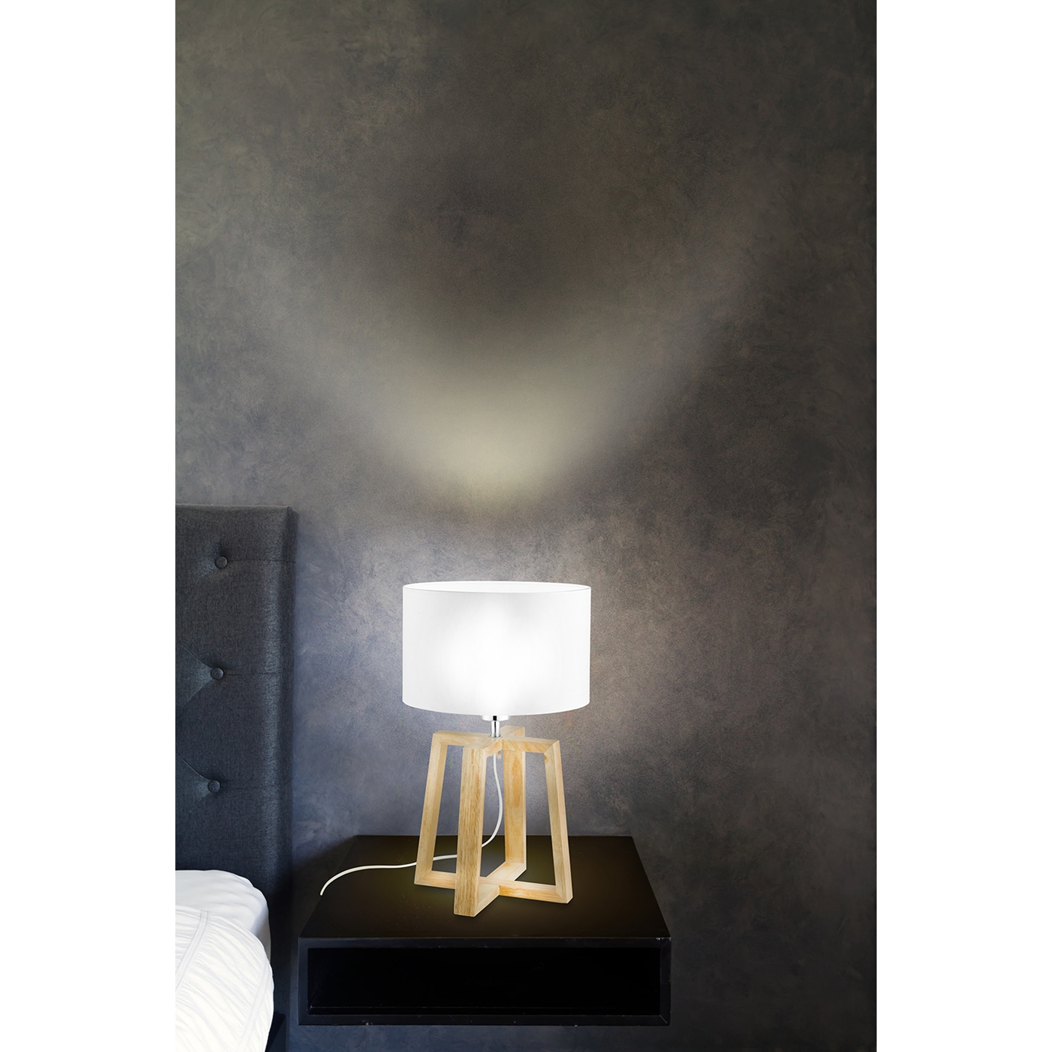 Eglo Chietino 1-Light Natural Table Lamp with White Fabric