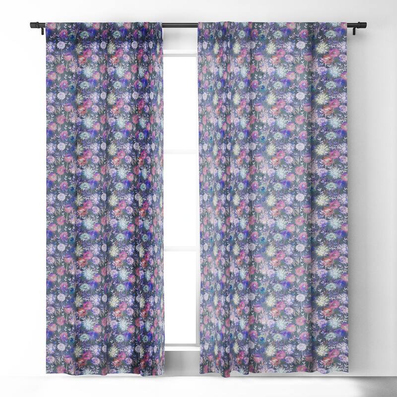 Blackout Gillian Floral Grey Made-to-Order Curtain Panel (One Panel)