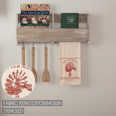 Sawyer Mill Red Windmill Muslin Unbleached Natural Tea Towel 19x28 - Tea Towel 28x19