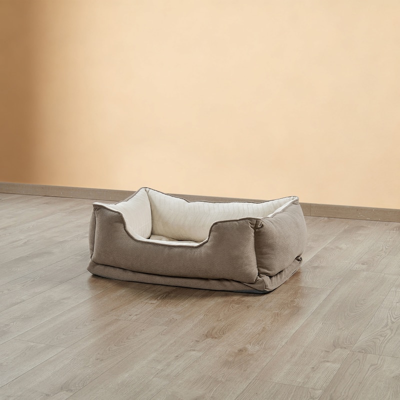 Soft Plush Bolstered Rectangle Dog Bed