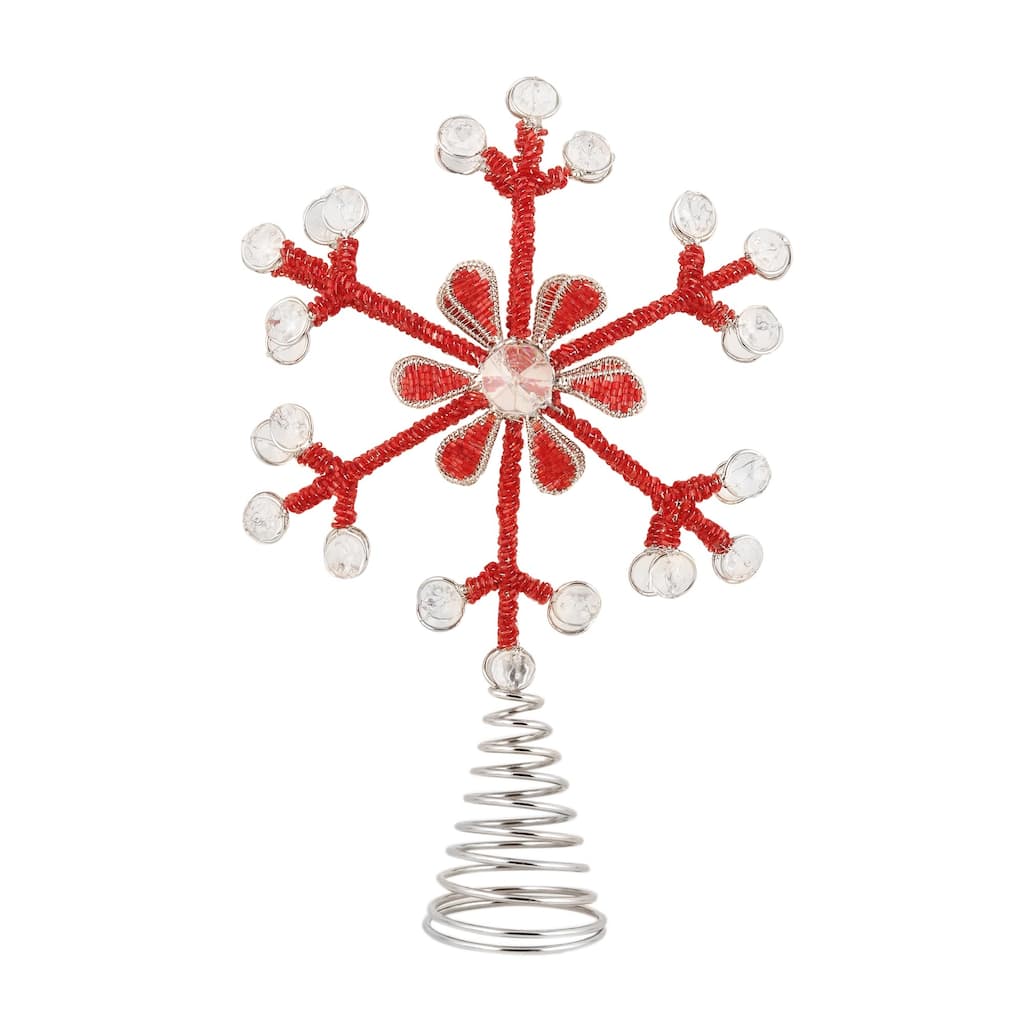 Novica Handmade Radiant Snowflake Beaded Tree Topper