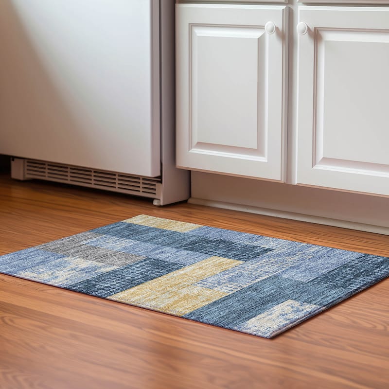 Premium Washable Super Soft Casual Geo Mayfield Rug - Denim - 1'8" x 2'6"