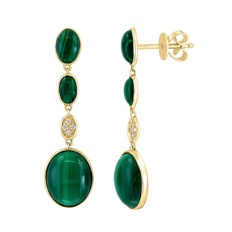 EFFY 14K Yellow Gold Diamond Malachite Earrings