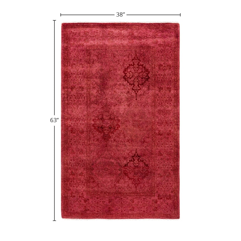 Contemporary Overdyed Wool Hand Knotted Area Rug - 3' 2" x 5' 3"