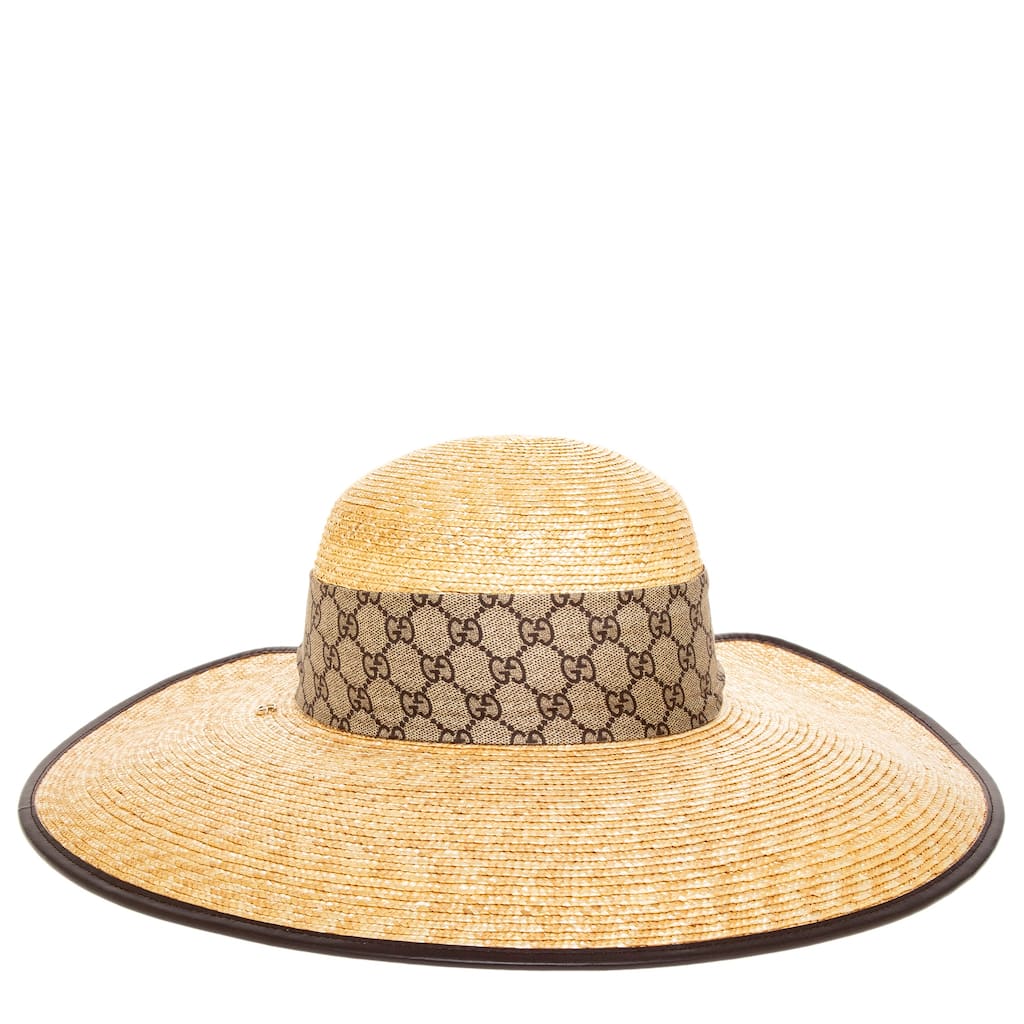 Gucci Wide Brim Straw Hat with Silk Bow
