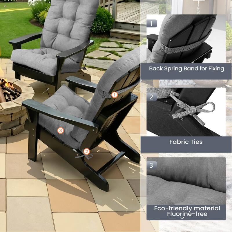 Outdoor Adirondack Chair Cushion Rocking Chair Cushions Thickened Patio Chair Pad with Sunbrella