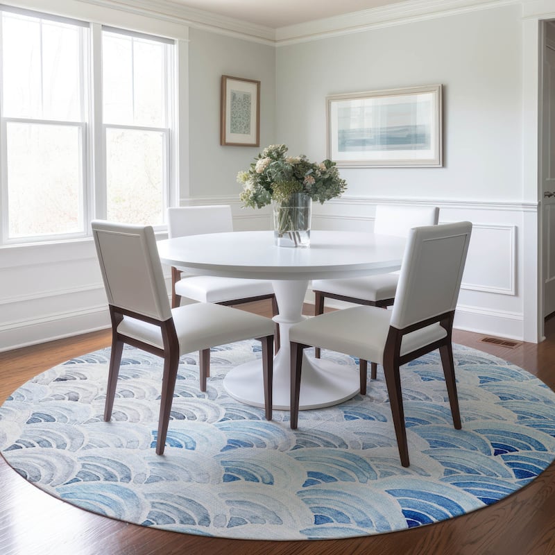 Premium Washable Super Soft Modern Sunrise Mayfield Rug - Blue - 8' x 8' - Round
