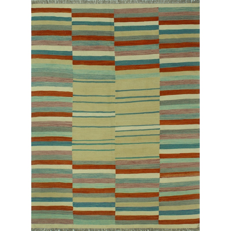 Winchester Flatweave Johnny Beige/Red Rug - 4'11" x 6'6"