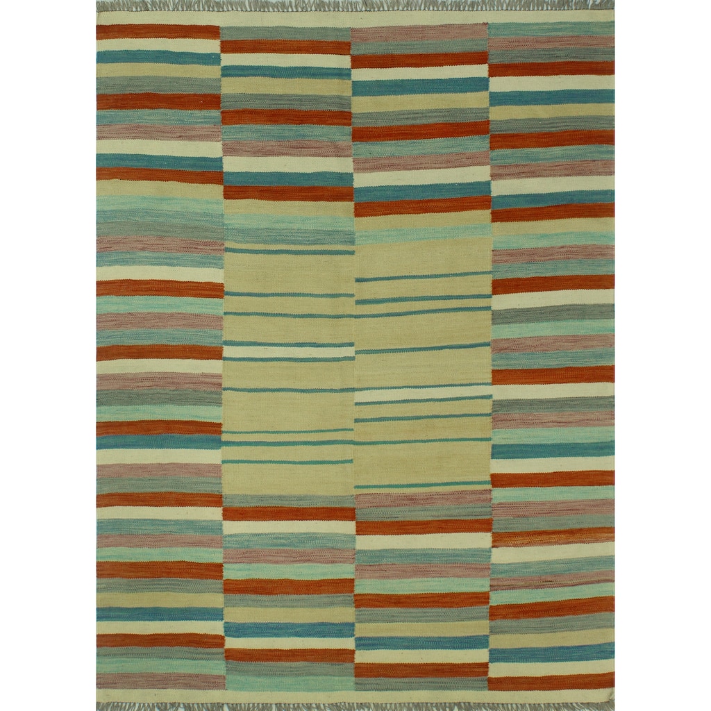 Winchester Flatweave Johnny Beige/Red Rug - 4'11" x 6'6"