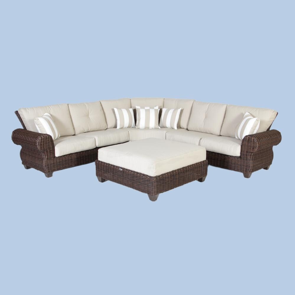 Mill Valley Cushioned Sectional Ottoman Set with Accent Pillows