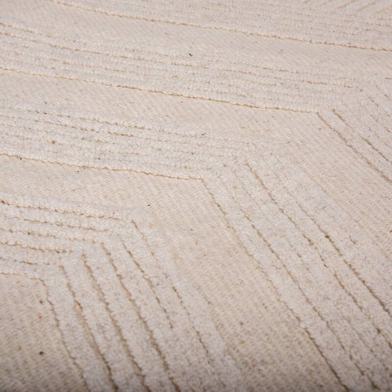 Alora Decor Ivy Collection Diamond Ivory Hand-tufted Wool Rug