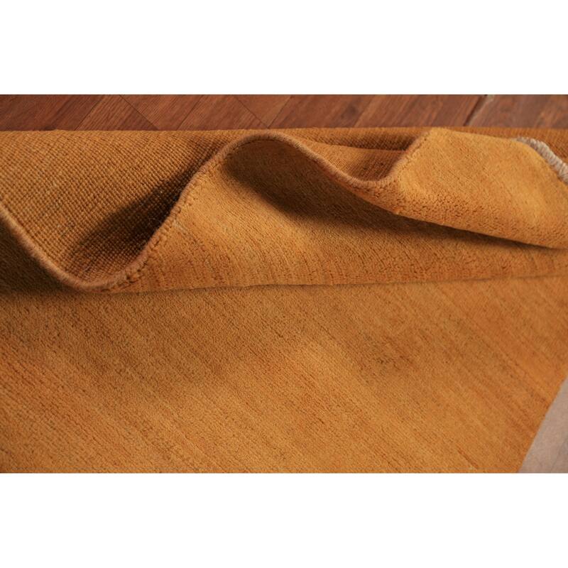 Modern Gold Gabbeh Oriental Rug Handmade Wool Carpet - 2'9" x 4'0"