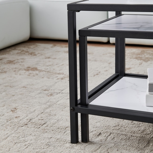 Black metal hot sale coffee table rectangle