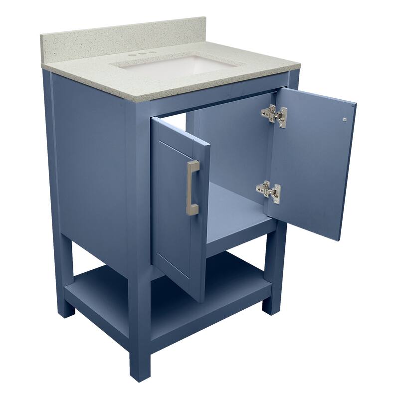 Taos 25" Bathroom Vanity with Cultured Marble Vanity Top Sink in White with White Basin