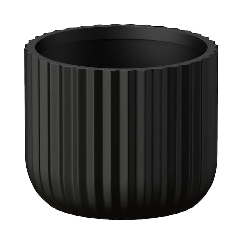 Enhanced Interior Round Concrete Plant Pot Flower Planter - 14 x 12 in - Charcoal Black(Enhanced Interior)