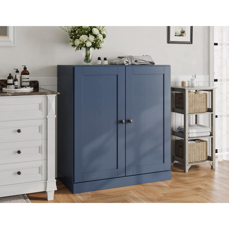 Palace Imports 100% Solid Wood 32" Bathroom Cabinet with Solid Doors and Adjustable Shelves - Antique Blue