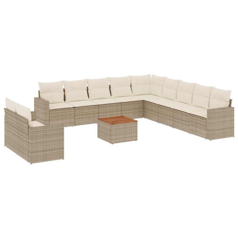 vidaXL Patio Sofa Set with Cushions Outdoor Furniture 12 Piece Poly Rattan - 21.7 x 24.4 x 27.2