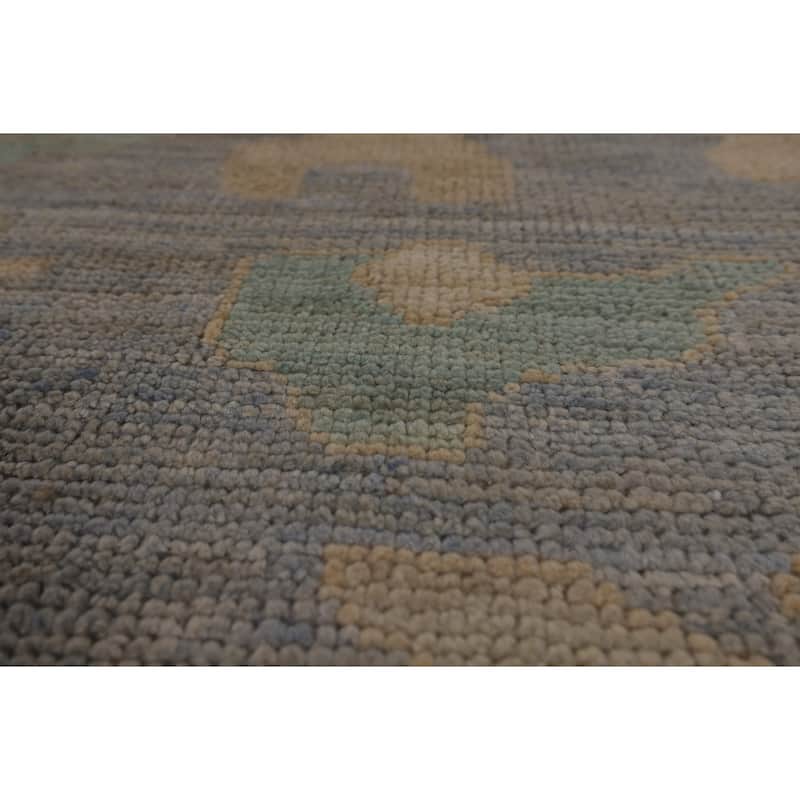 Vegetable Dye Blue Oushak Turkish Area Rug Hand-Knotted Wool Carpet - 8'3"x 10'3"