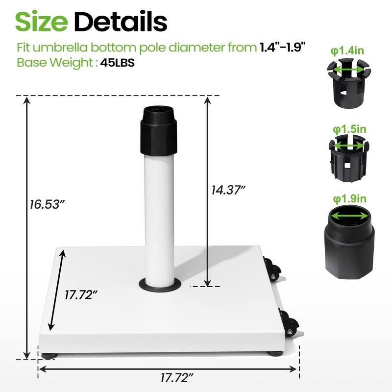45LBS Outdoor Patio Square Concrete Market Umbrella Base Stand with Wheels