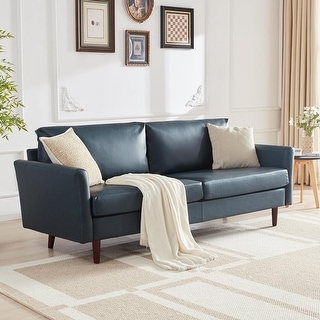 3 Seater Faux Leather Sofa Mid-Century Loveseat Living Room Couch - Bed ...