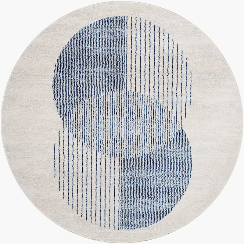 Livabliss Floransa Mod Geometric Area Rug - Cream/Blue - 6'7" Round