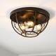 preview thumbnail 2 of 7, Liam 15.75" 3-Light Rustic Farmhouse Iron LED Flush Mount, Wood Finished/Oil Rubbed Bronze by JONATHAN Y - 3 Light