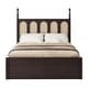 preview thumbnail 7 of 12, Mid-Century Rattan Bed Trundle Platform Bed Queen Wood Bed Frame and Twin Size Trundl with 2 Drawer Underneath, Classic Espresso