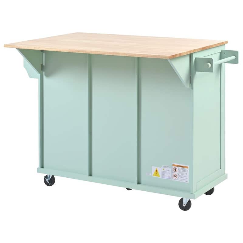 Kitchen Island Cart with Wheels Drop-Leaf, Storage Racks