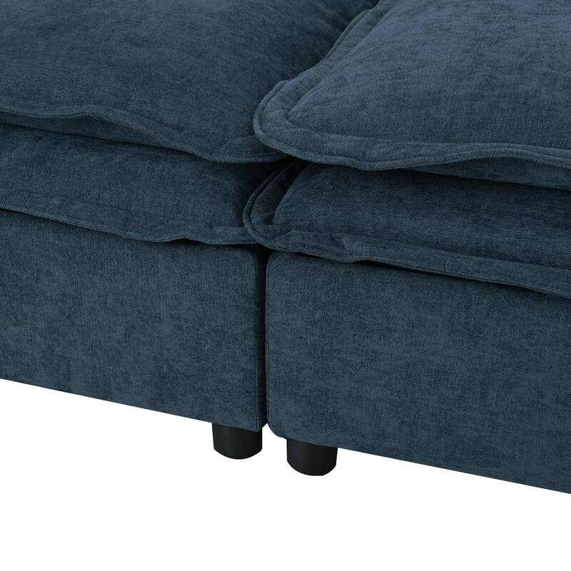 4-Seater Comfy Cloud Couches Double-Layer Cushion Recliner Sofa