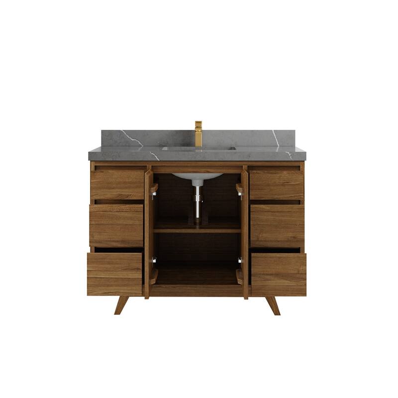 Willow Collections 48 in. W x 22 in. D Madison Teak Single Sink Bathroom Vanity with Countertop