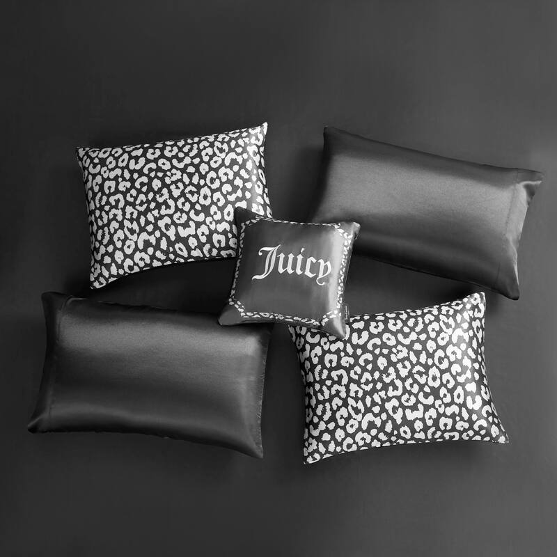 Juicy Couture Modern Leopard Satin Comforter Set 6-8 Piece Bed in a Bag