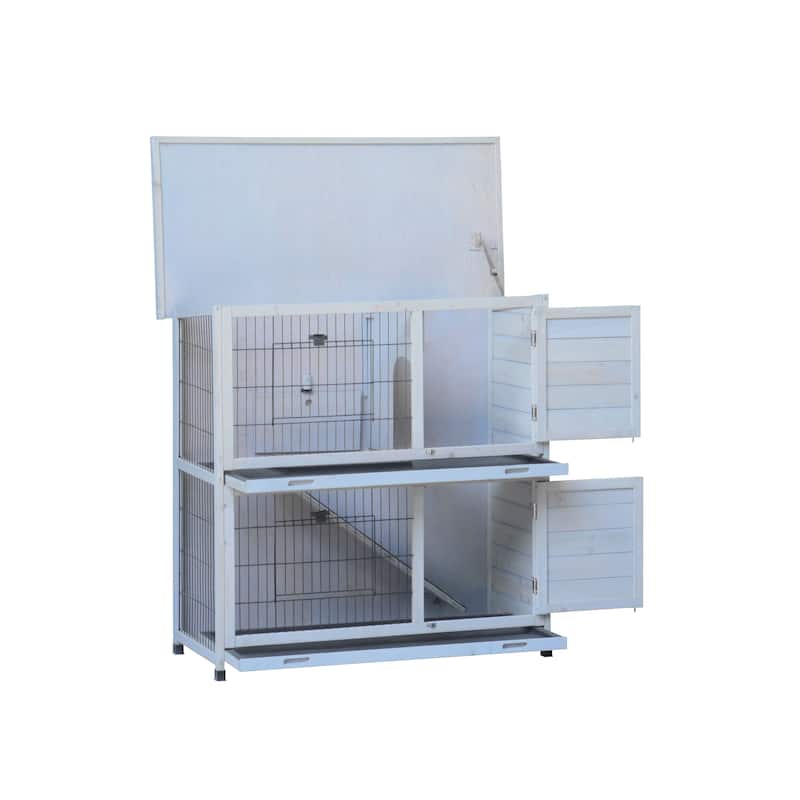 Pet Cage Outdoor 2-Story Pet Cages Indoor with Run