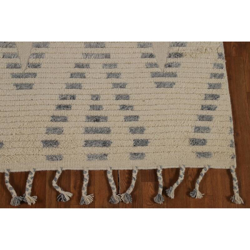 Striped Moroccan Indian Area Rug Handmade Wool Carpet - 5'1" x 8'1"