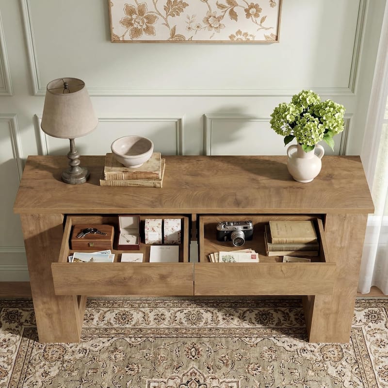 63-Inch Console Table with 2 Drawers, Modern Long Entryway Sofa Table for Hallway - 63" L x 11.8" W x 31.5" H