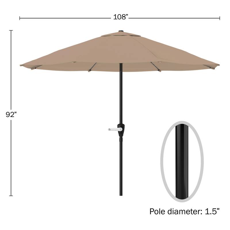 Pure Garden 9 ft Patio Umbrella Outdoor Shade with Easy Crank