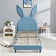preview thumbnail 23 of 31, VECELO Wooden Cute Rabbit Twin Bed Frame with Upholstered Headboard, Kids Bed Frame Set of 2