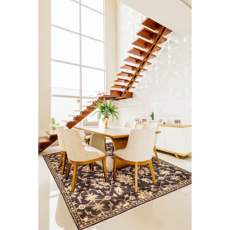 ECARPETGALLERY Hand-knotted Royal Oushak Dark Brown Wool Rug - 8'0 x 10'0