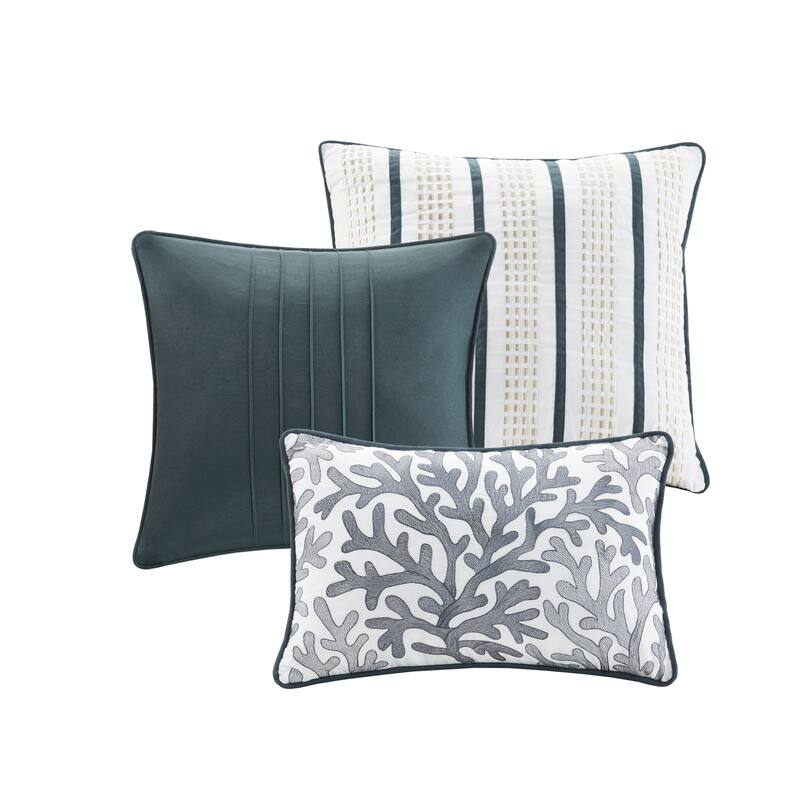 GDF Studio - Bayside 7-Piece Cotton Sateen Comforter Set with Decorative Pillows