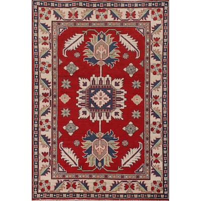 Traditional Red Kazak Accent Rug Hand-Knotted Oriental Wool Carpet - 3'3"x 4'8"