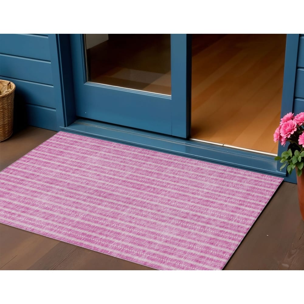 HomeRoots Striped Transitional Rectangle Outdoor Rug