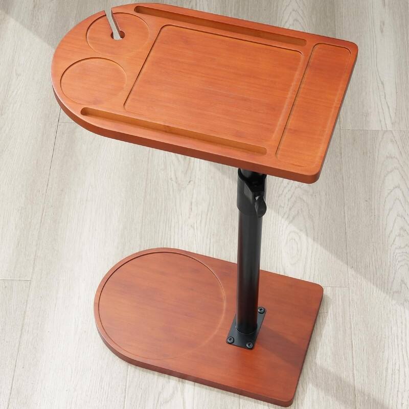 360° Rotatable Sofa Tray Table - 15.7"D x 9.8"W x 25"H - Mahogany