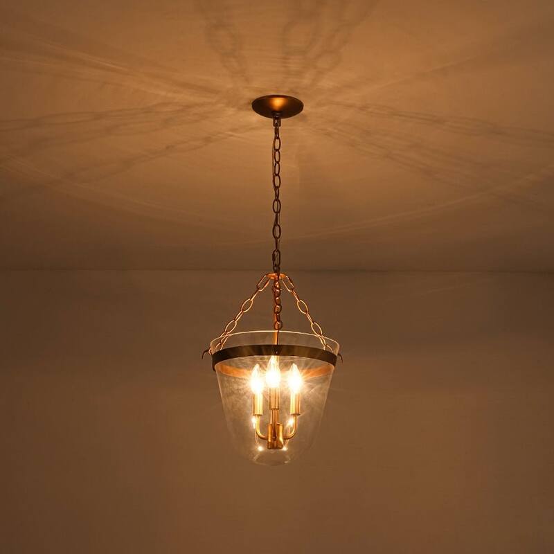 Heritage Glass Bell Jar Cage Pendant Semi Flush Ceiling Light