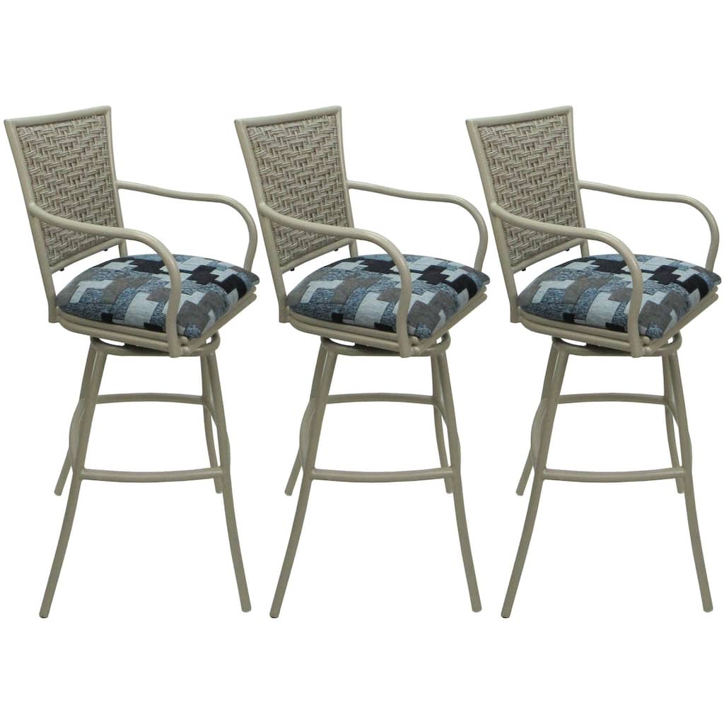 Set of 3 Outdoor Indoor Bar Stool Counter, Extra Tall - Erin with Arms