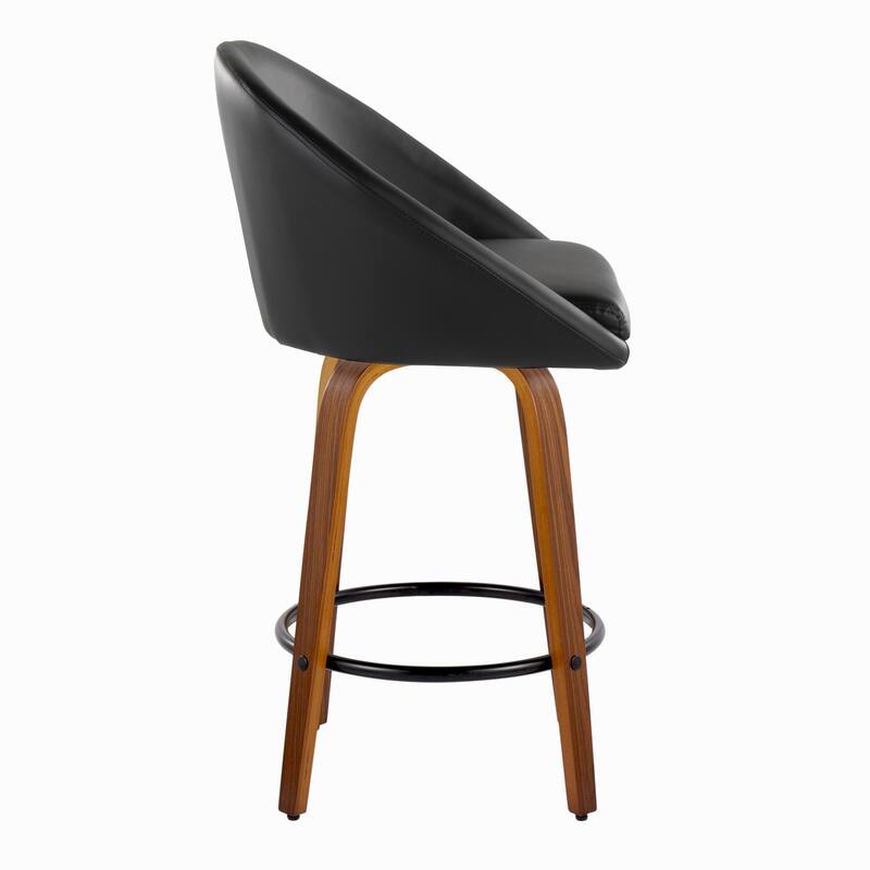 Carson Carrington Livesey High Back 26" Fixed-Height Counter Stool with Bent Wood Legs & Round Footrest (Set of 2)