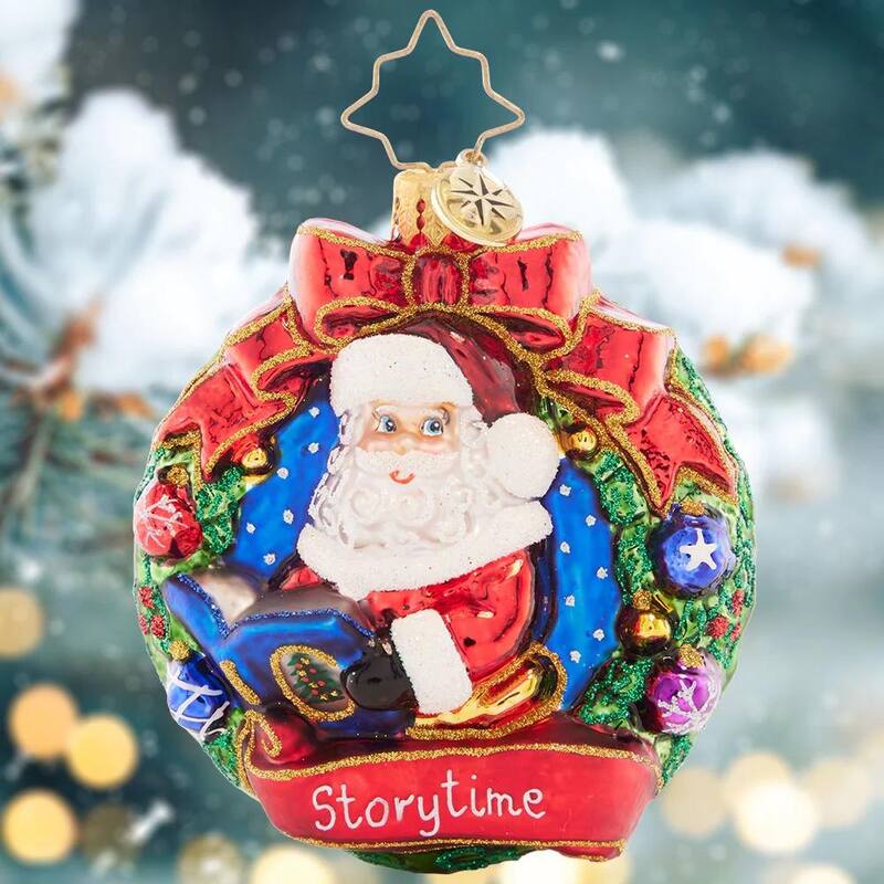Santa's Story Time Gem Glass Christmas Ornament