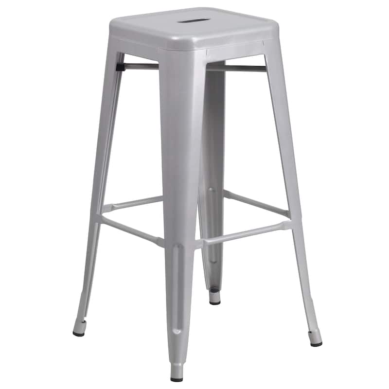 23.75-inch Square Metal Indoor-Outdoor Bar Table Set - 27.75"W x 27.75"D x 40"H