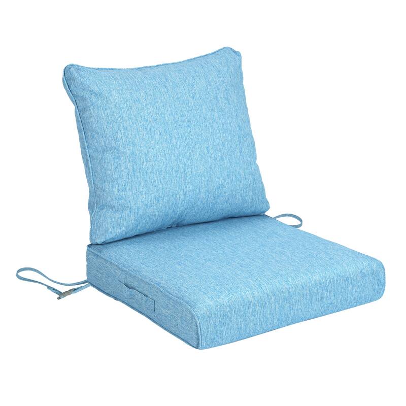 Aoodor Outdoor Deep Seat Cushion Set, Waterproof Patio Furniture Cushions with Adjustable Straps & Removable Cover - 19"x19" - Lake Blue